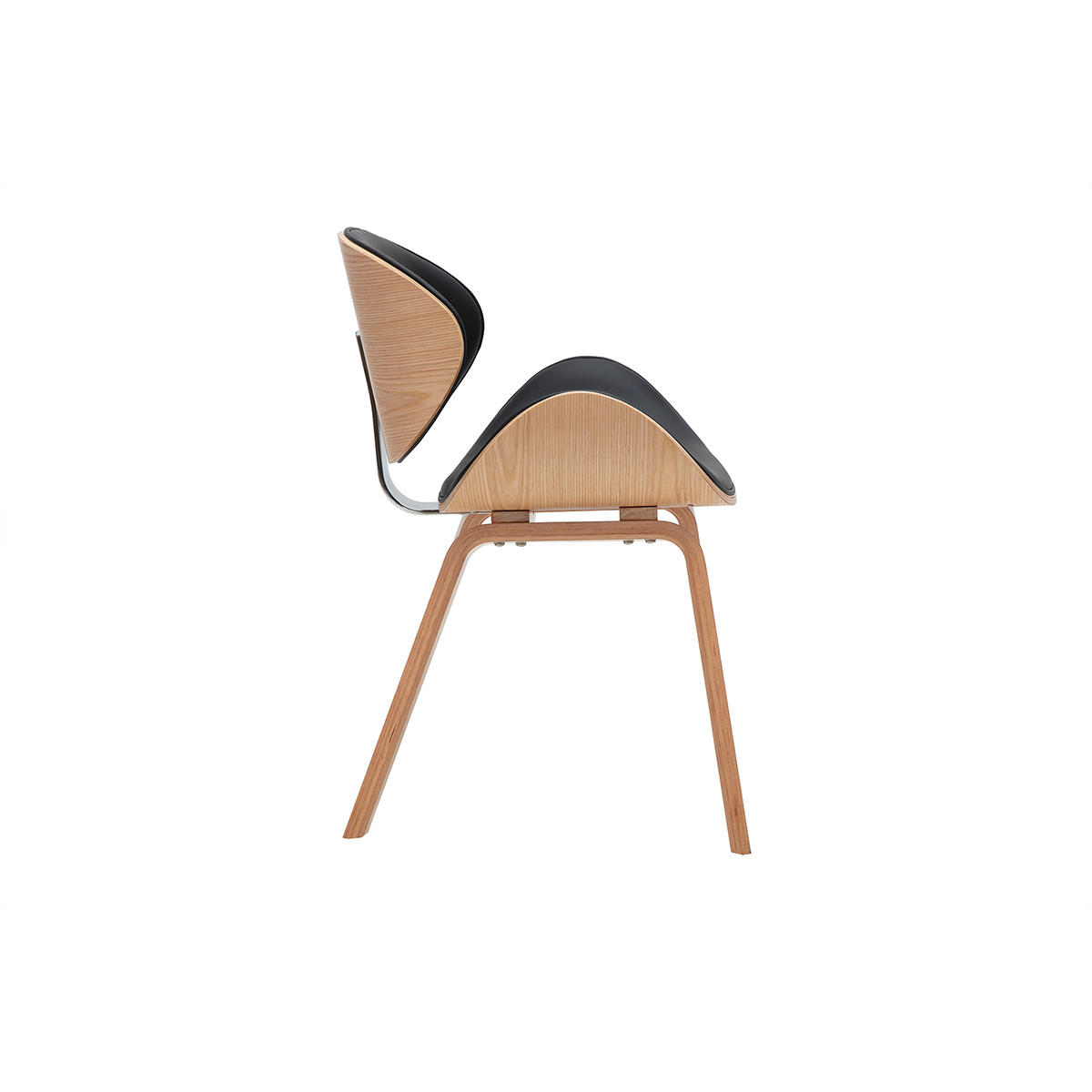 SCHWARZ und helles Holz Designstuhl WALNUT - Schwarz, Holz (55/75.5/53cm) - Miliboo