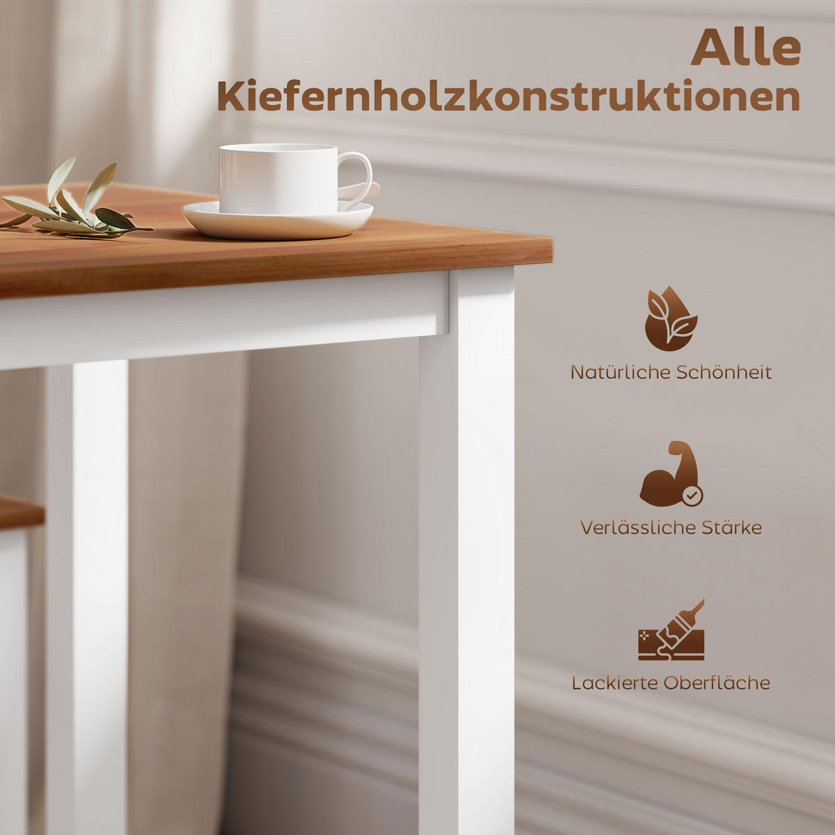 ESSTISCH-SET DE-10191 5-teilig, rechteckig Braun - Braun, Holzwerkstoff (65/75/108cm) - ComfortXL