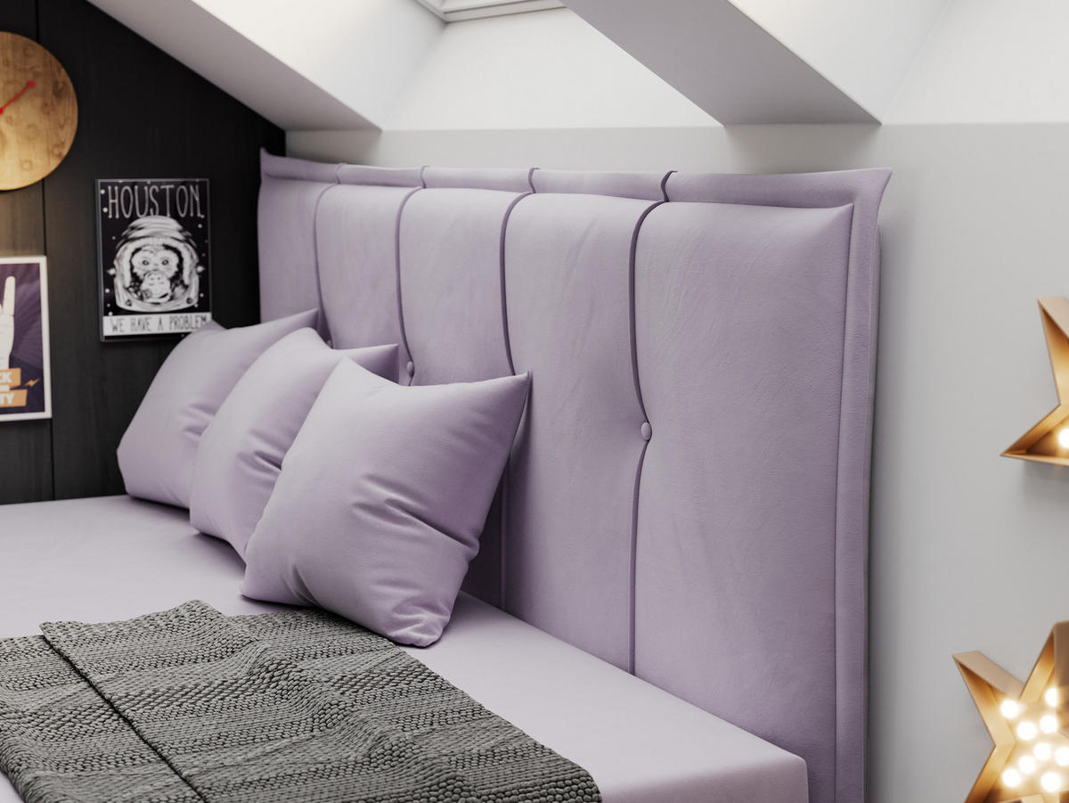 BOXBETT BANCO 90/200 Violett Velvet - H3 - Violett, Holz/Textil (90/200cm) - MKS