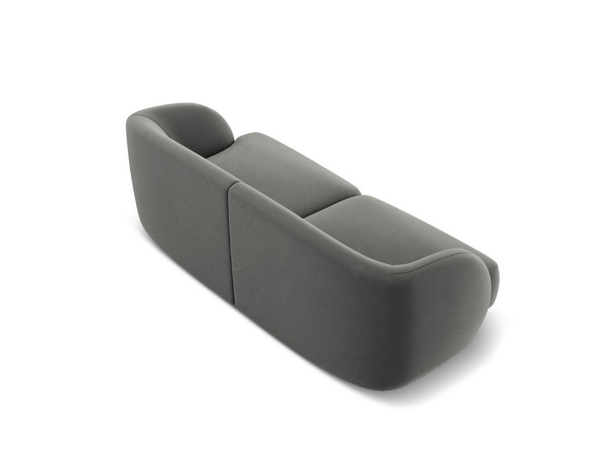 SOFA Miley aus Samt hellgrau 2 Sitzplätze - Hellgrau, Textil (90/70/180cm) - Micadoni