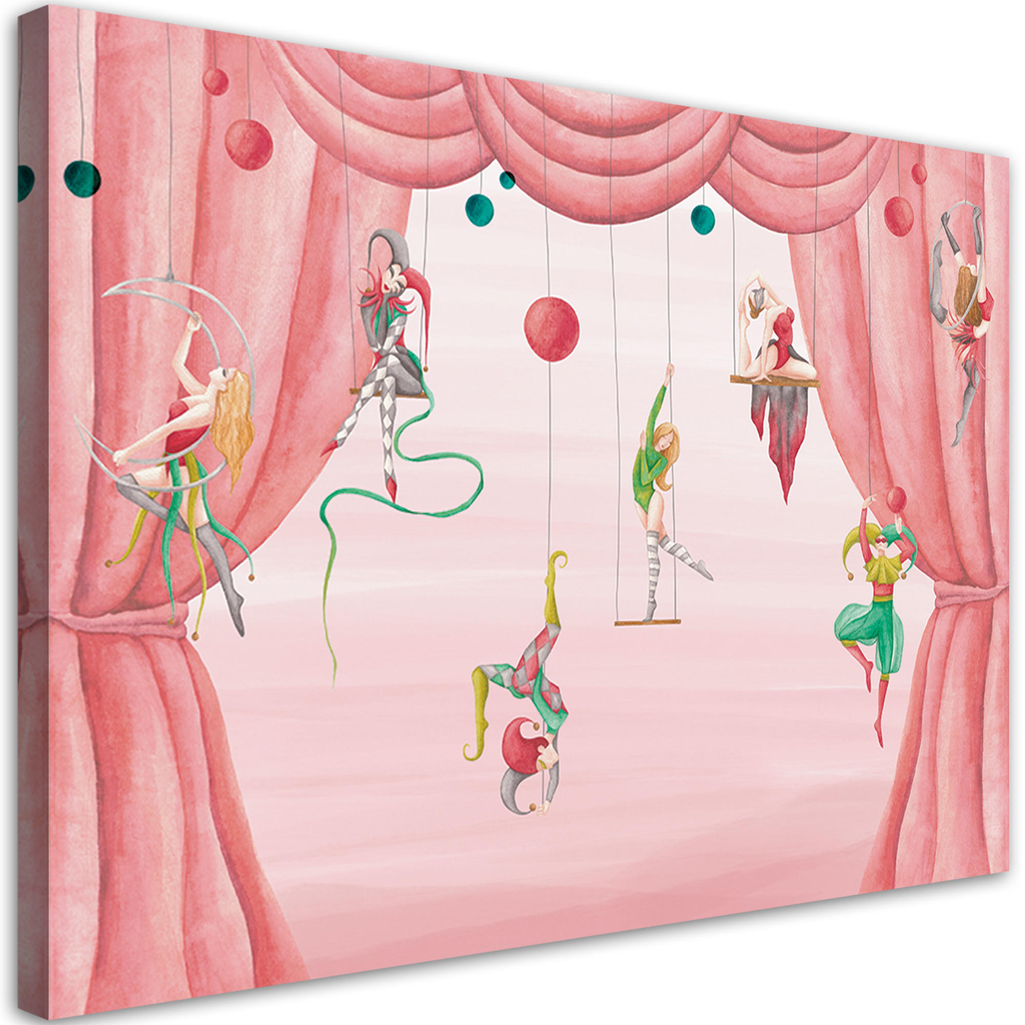 WANDBILD zirkusakrobat - Rot, Textil (60/40cm) - Feeby