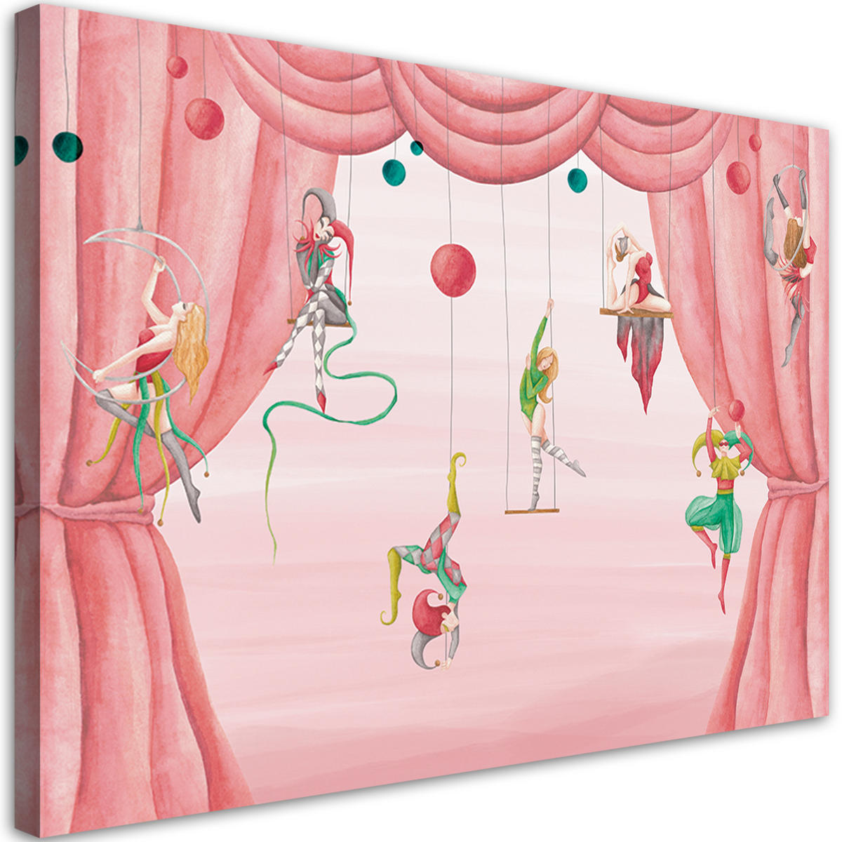 WANDBILD zirkusakrobat - Rot, Textil (60/40cm) - Feeby