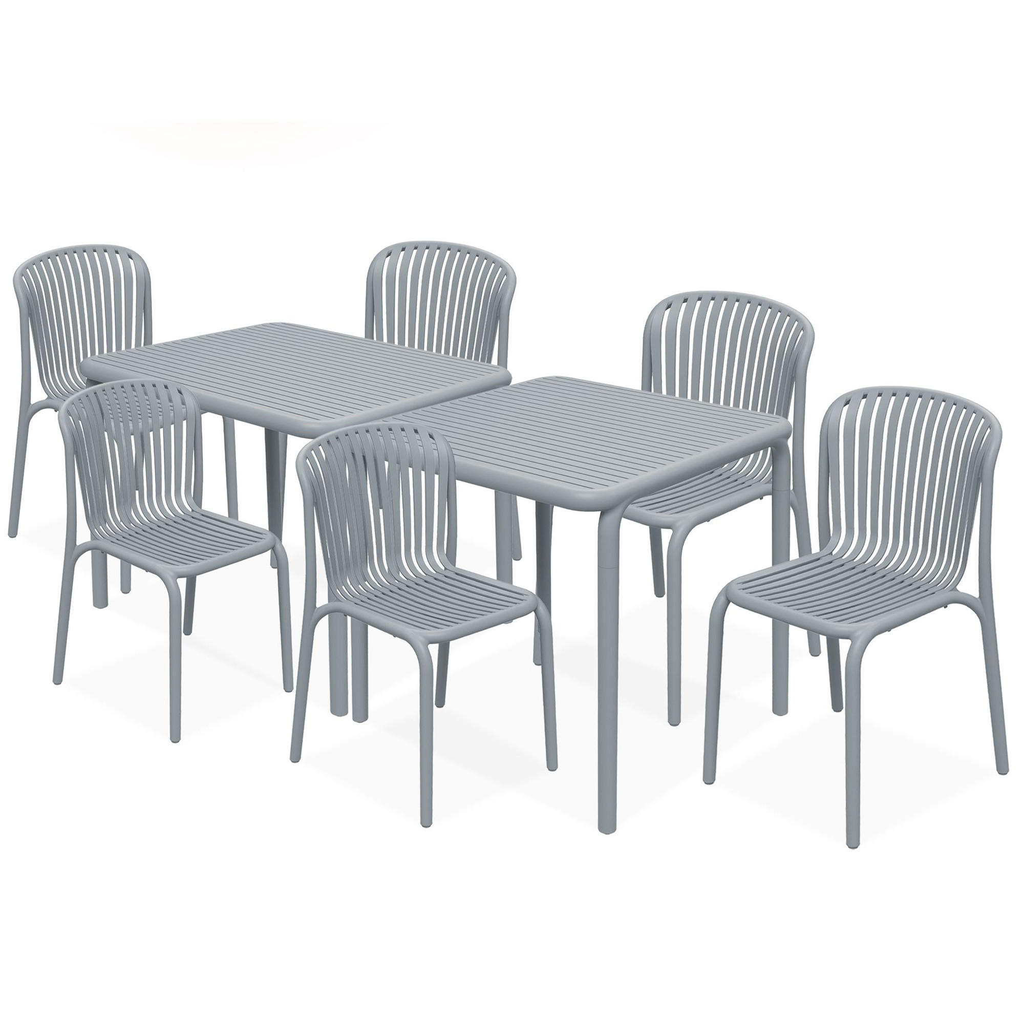 GARTEN ESSGRUPPE FICCARI, Gartenmöbel-Set 8-tlg, Grau - Grau, Kunststoff - KONSIMO®