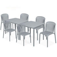 GARTEN ESSGRUPPE FICCARI, Gartenmöbel-Set 8-tlg, Grau - Grau, Kunststoff - KONSIMO®