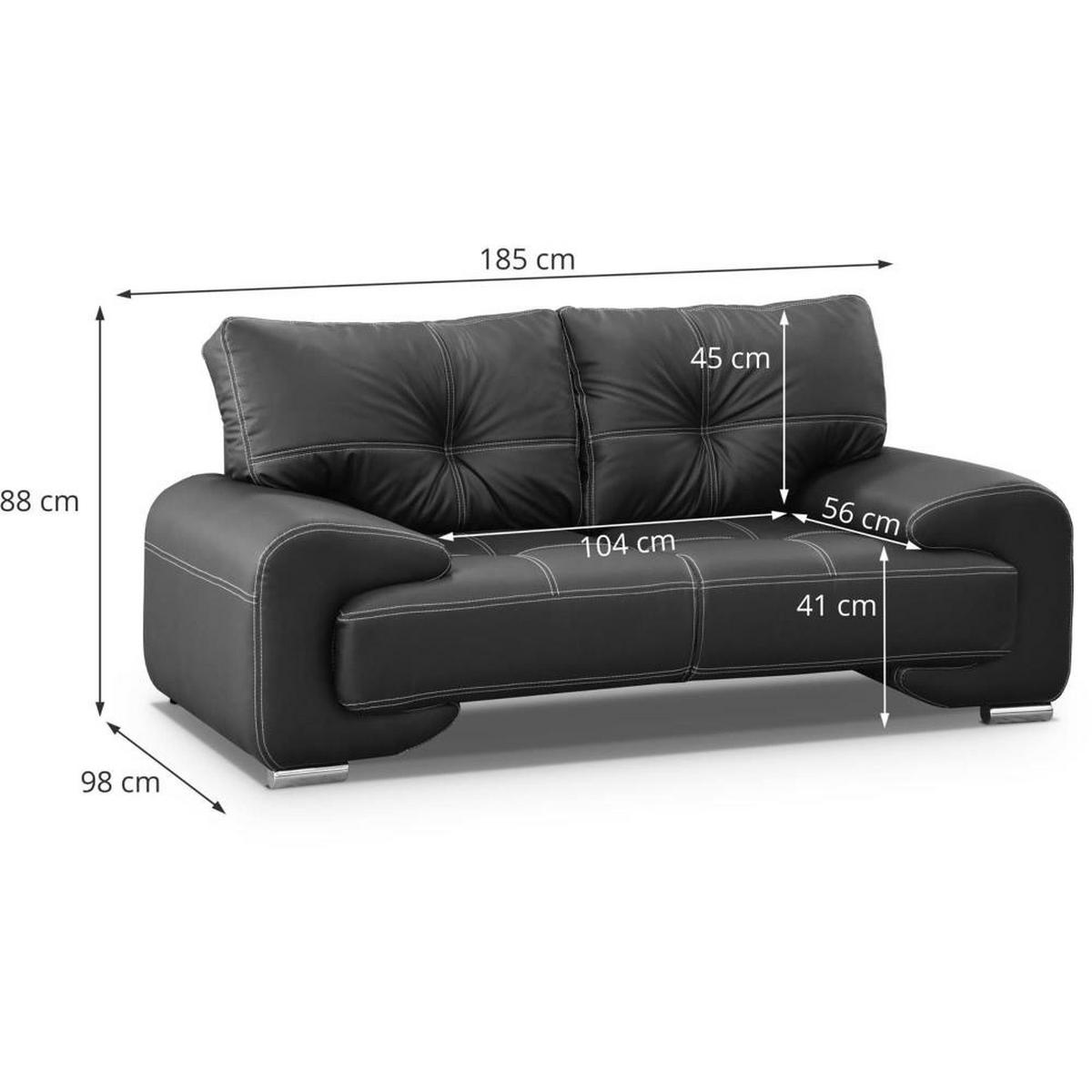 SOFA 2-SITZER Omega schwarz - Chromfarben/Schwarz, Leder/Metall (185/88/98cm) - Beautysofa