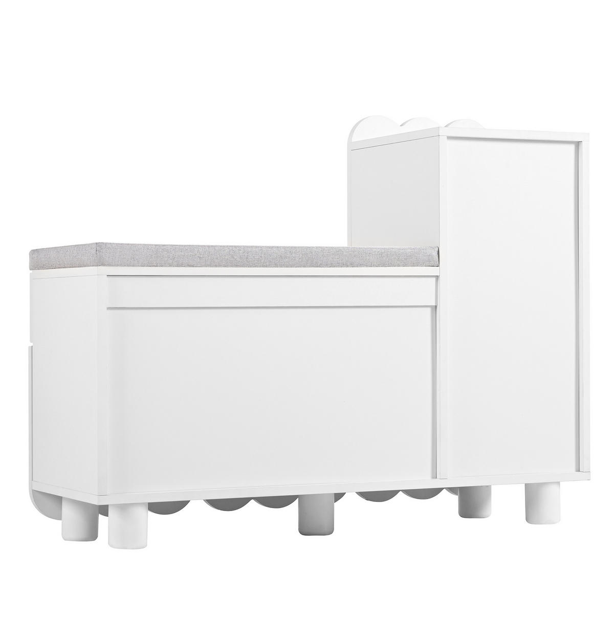 SCHUHSCHRANK 90/74,5/35 cm Weiß aus MDF mit Sitzpolster und Schublade - Weiß, Holzwerkstoff (90/74.5/35cm) - OKMYHOME