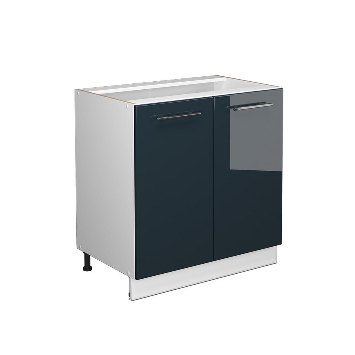 SPÜLENUNTERSCHRANK Fame-Line Dunkelblau Hochglanz 80 cm mit Regal ohne AP - Weiß/Dunkelblau, Holzwerkstoff (80/82/51.6cm) - Vicco