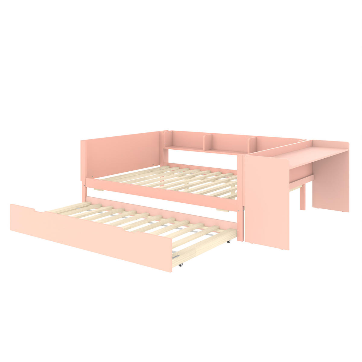 KINDERBETT 140/200 cm mit Schreibtisch und 2 Schubladen in Weiß - Rosa, Holz (140/200cm) - OKWISH