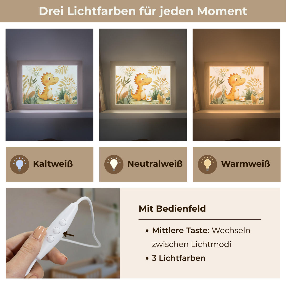 NACHTTISCHLAMPE Dino - Fußball - Orange 20x15 cm - Beige, Holzwerkstoff (8/20/15cm)