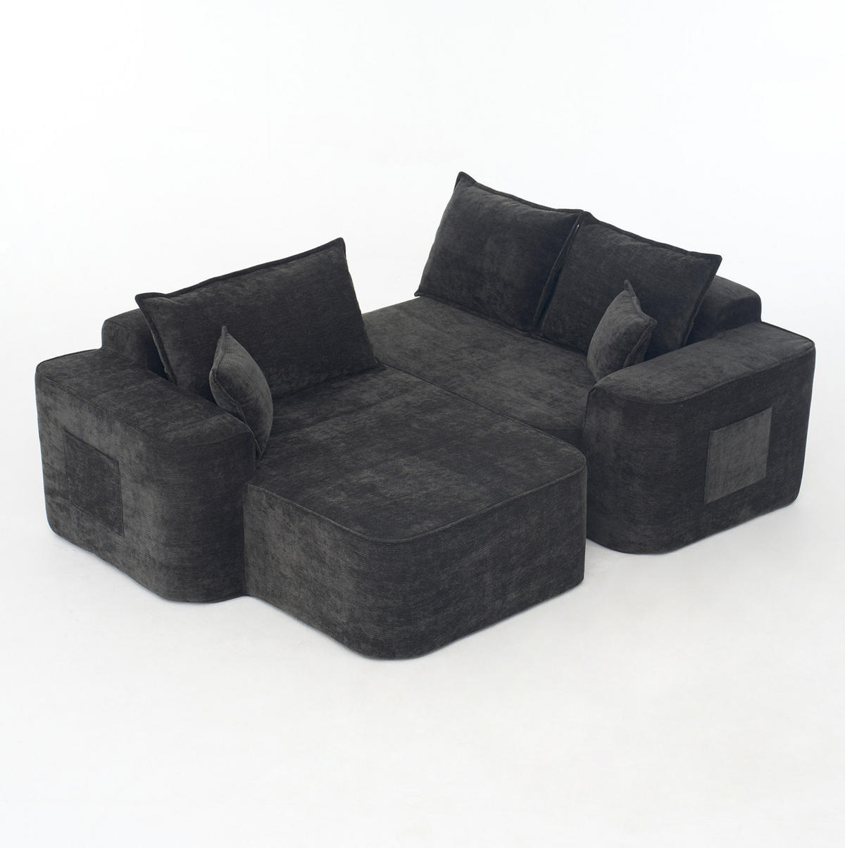 ECKSOFA 264 cm aus Chenille mit modularem L-Form-Design Schwarz - Schwarz, Textil (144/262cm) - Modenvie