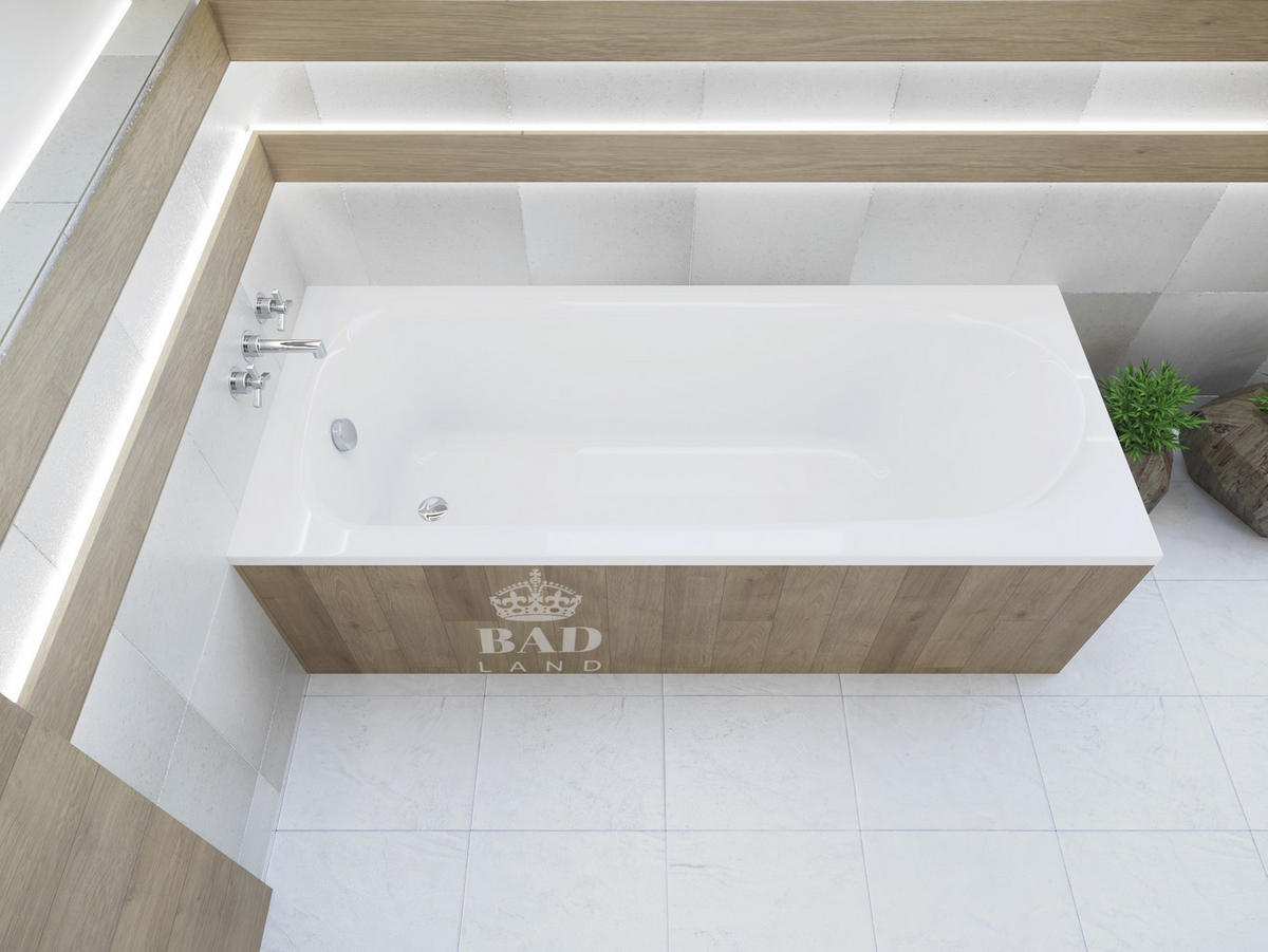 BADEWANNE Rechteck MEDIUM 160/75 Ablauf & Füße - Weiß, Kunststoff (75/56/160cm) - bad land