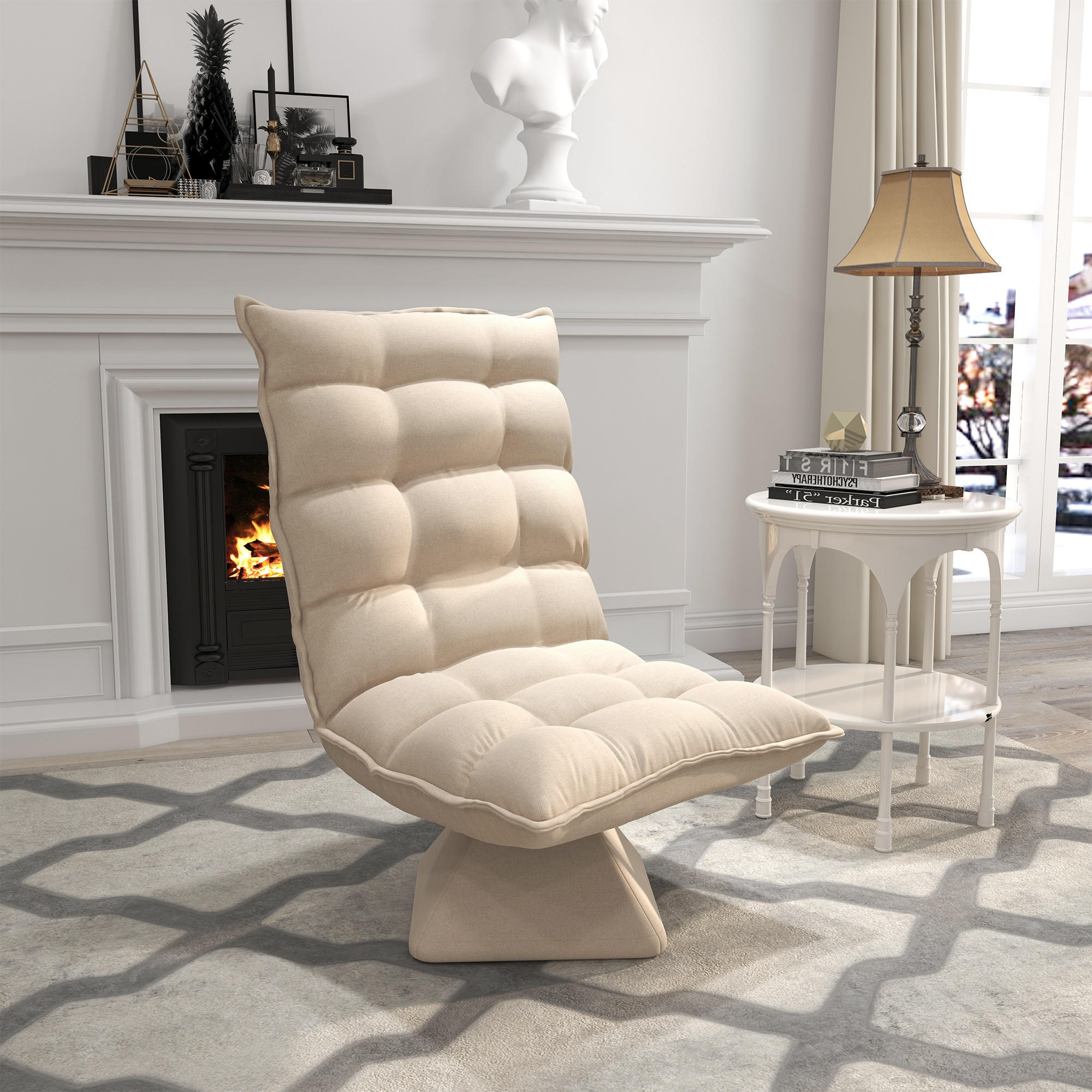RELAXSESSEL Stahl, Leinenimitat, Beige - Beige, Metall (70/95/62cm) - HOMCOM