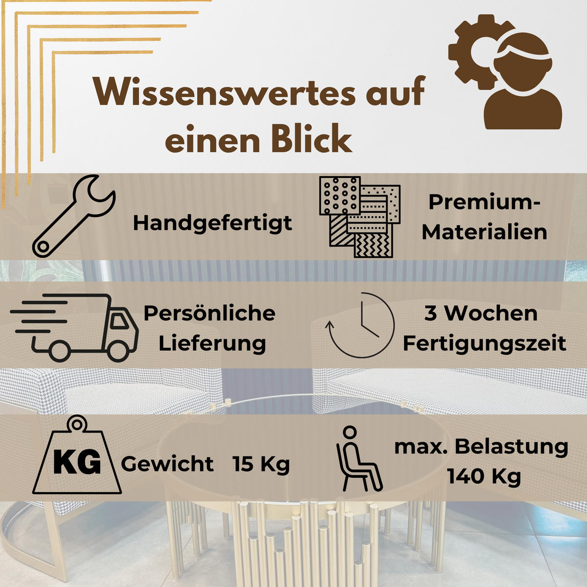 GLAM Elegance Barhocker – Handgefertigter Luxus in Gold - Goldfarben, Textil/Metall (49/87/49cm) - Fortisline