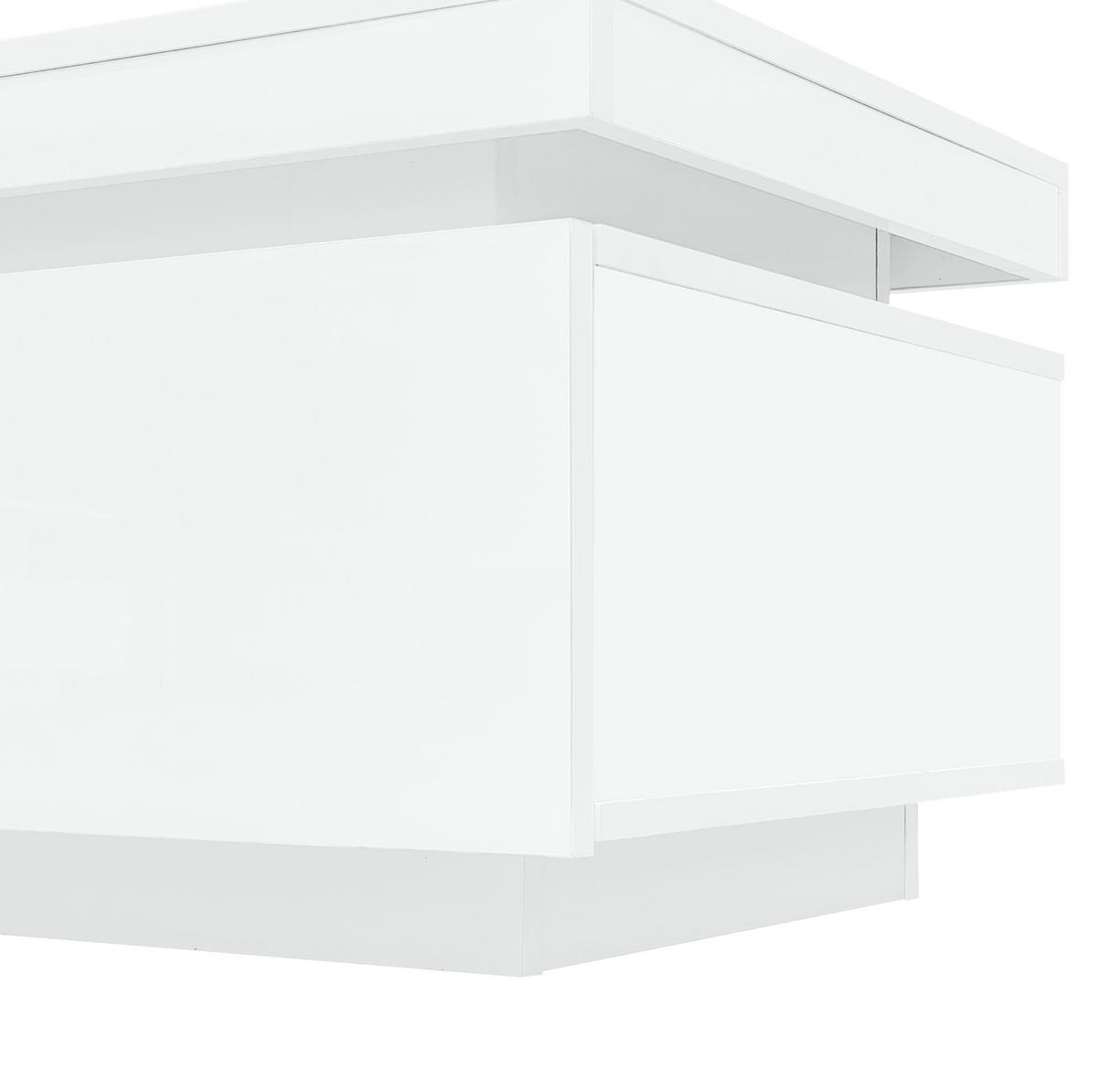 COUCHTISCH 100/50 cm mit LED-Beleuchtung und Schublade in Hochglanz Weiß - Weiß, Holzwerkstoff (100/50/40.3cm) - BEAOK