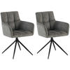 ARMLEHNENSTUHL 2er Set Stoff Dunkelgrau - Dunkelgrau/Schwarz, Textil/Metall (59/87/59cm) - CLP