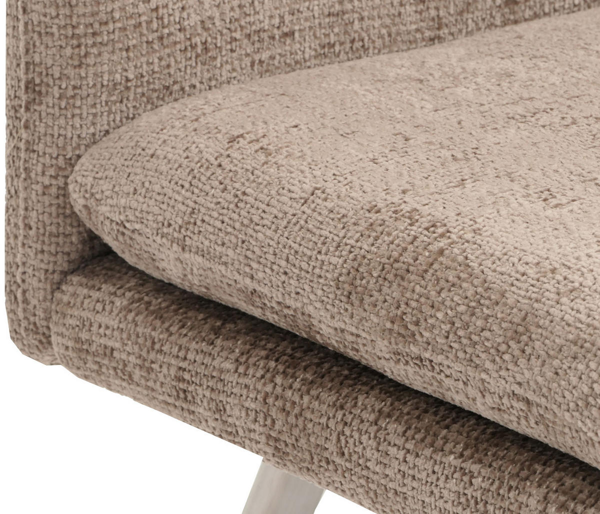 SITZBANK 93x180x58cm Sitzhöhe 51cm Lehne Stoff/Textil Chenille Edelstahl gebürstet 180cm Braun - Braun, Textil (180/93/58cm) - BERLINLODGE