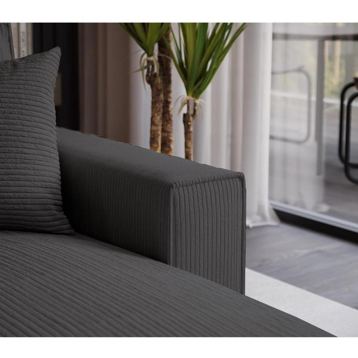 ECKSOFA Parys L Dunkelgrau - Dunkelgrau/Schwarz, Kunststoff/Textil (290/185cm) - Beautysofa