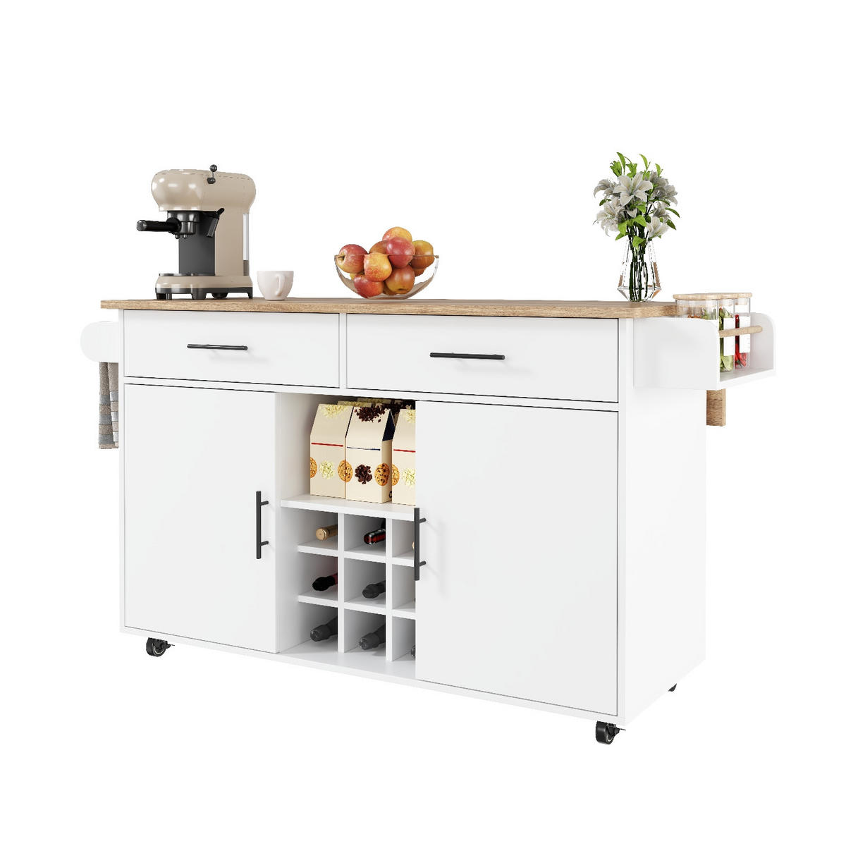 KÜCHENINSEL Mit ARBEITSPLATTE, Weiß, Holzwerkstoff, Für Küche Und Esszimmer, 120/45/84 cm - Weiß, Holzwerkstoff (45/84/120cm) - Rolipo