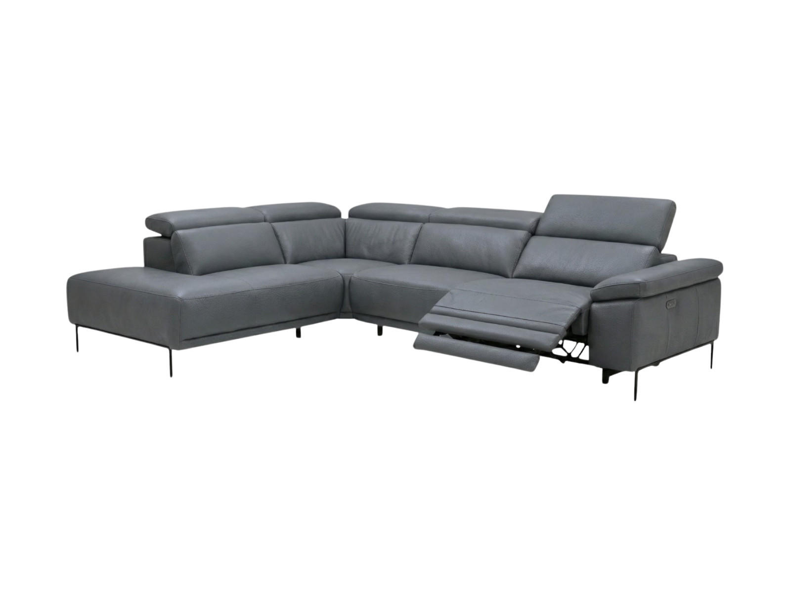 ECKSOFA Fiesta Echtleder mit 1 x Relaxfunktion Anthrazit - Anthrazit, Leder/Metall (220/282cm)