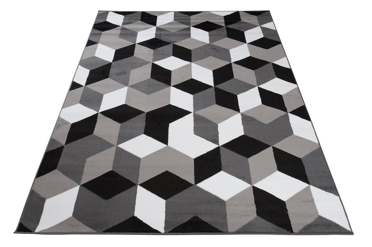 TEPPICH MAYA Dunkelgrau Geometrisch Gitter Figuren 200/300 cm - Dunkelgrau, Textil (200/300cm) - Tapiso