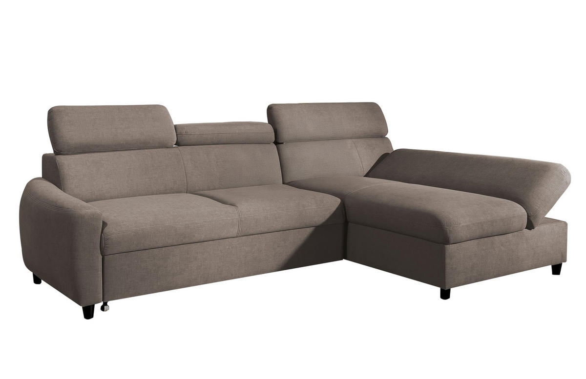 ECKSOFA L Form Olettio Mini Braun 260/170/96 cm Rechts mit Schlaffunktion - Schwarz/Braun, Kunststoff/Textil (260/170cm) - AX Living