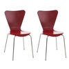 BESUCHERSTUHL Calisso, 2er Set mit Holzsitz und Metallgestell, Farbe: Rot - Chromfarben/Rot, Holz/Metall (42/85/47cm) - TPFLiving