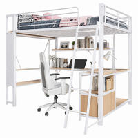 HOCHBETT mit Schreibtisch 140x200 cm Metall Weiß - Weiß, Metall (140/200cm) - Meubliv
