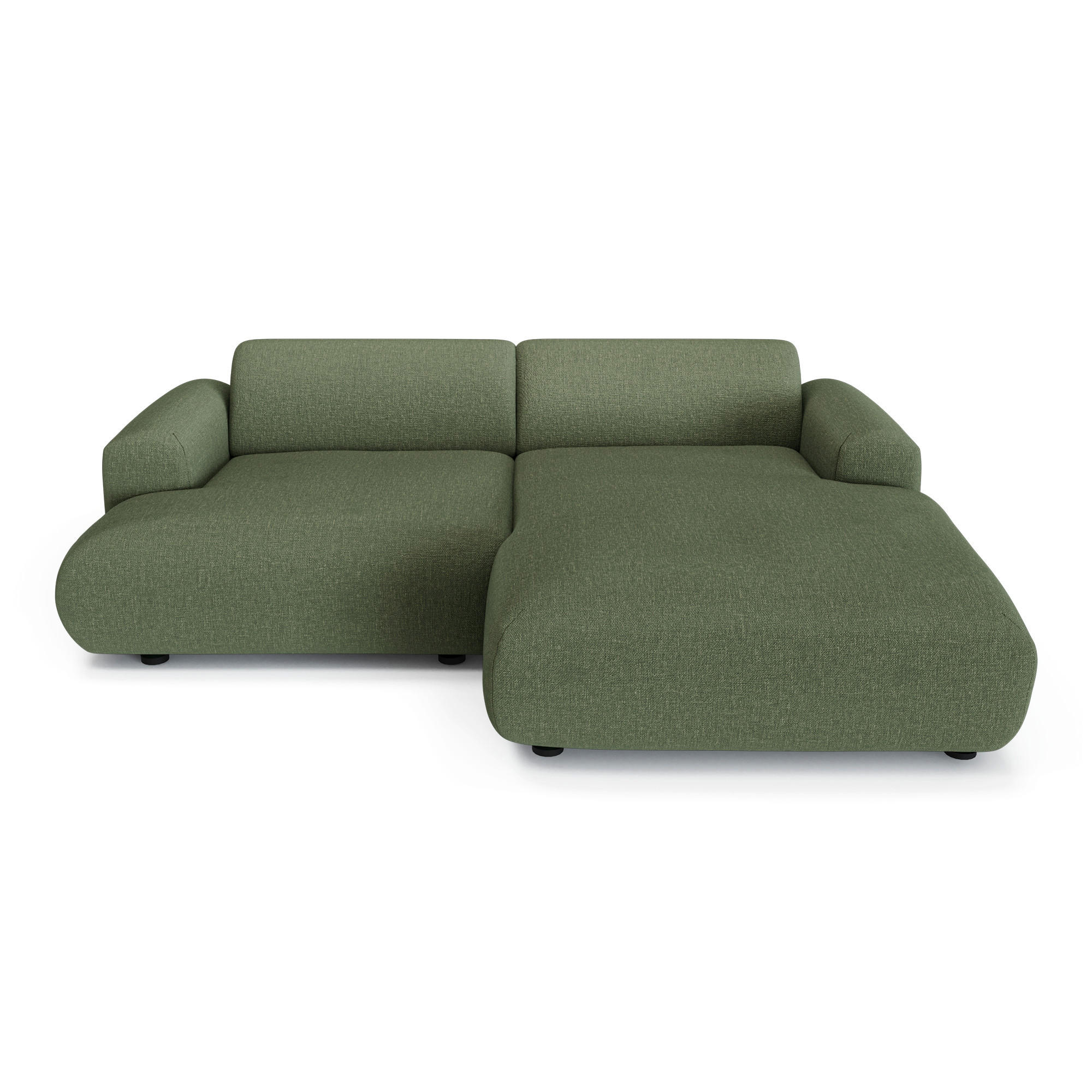 ECKSOFA RECHTS Rastergewebe Olivgrün 266cm - Olivgrün, Textil (266/165cm) - Sia Home
