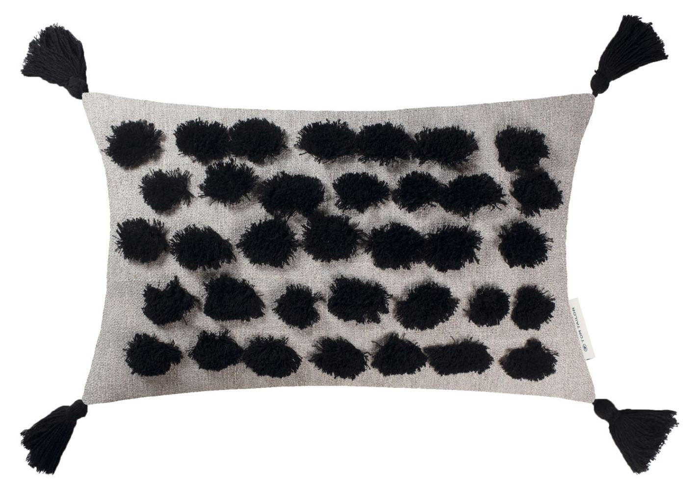 ZIERKISSENHÜLLE Tufted Blobs natur-schwarz 30x50cm - Schwarz, Textil (30/50cm) - Tom Tailor