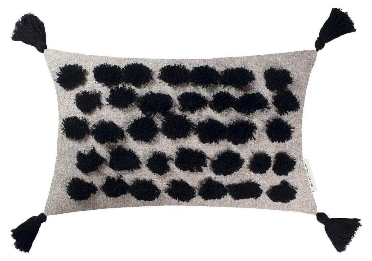 ZIERKISSENHÜLLE Tufted Blobs natur-schwarz 30x50cm - Schwarz, Textil (30/50cm) - Tom Tailor