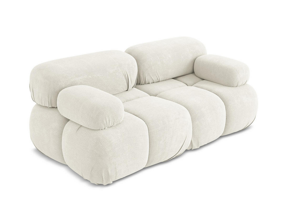 2-SITZER-SOFA Chenille Stoff Weiß - Pink/Schwarz, Kunststoff/Textil (190/70/96cm) - Makamii