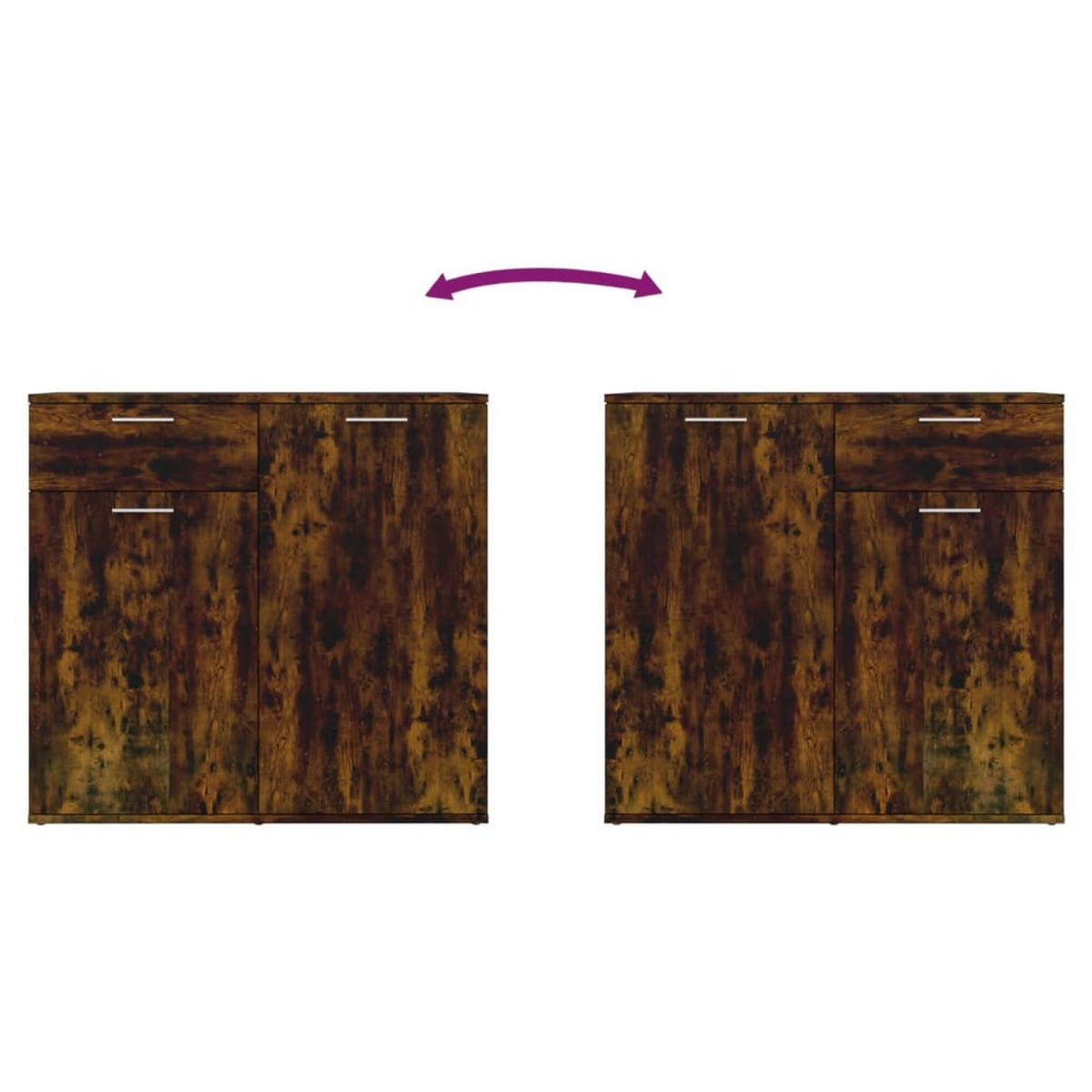 SIDEBOARD mit 1 Schublade, 2 Türen 80/36/75 cm aus Holzwerkstoff Räuchereiche Dekor - Dunkelbraun, Holz (80/75/36cm) - vidaXL