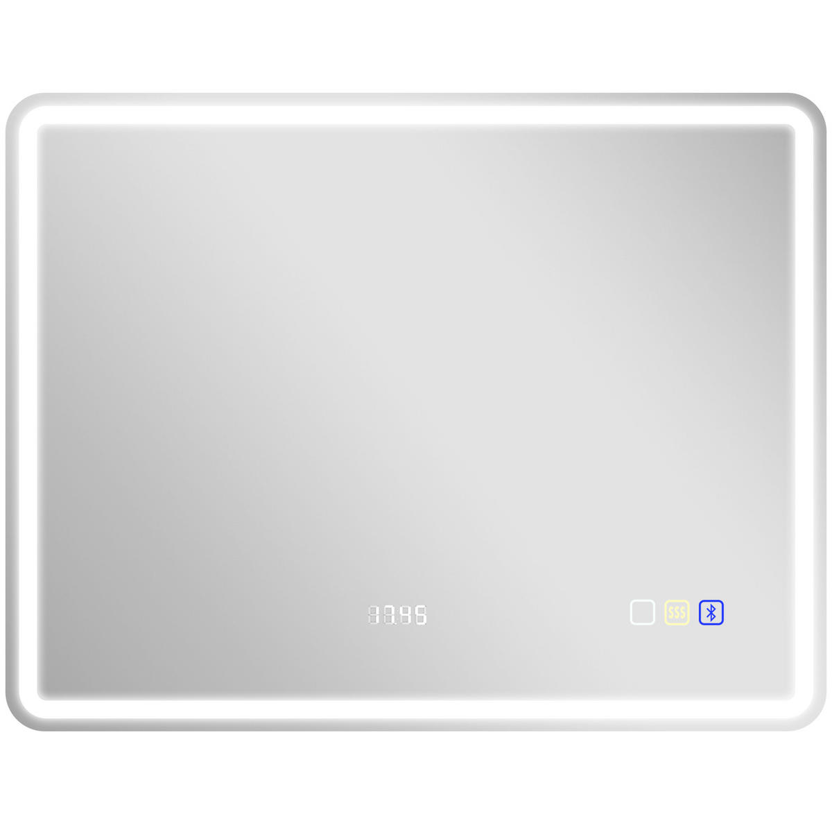 BADEZIMMERSPIEGEL mit LED-Beleuchtung, Anti-Beschlags-Pad, 3 verstellbare Farben - Silberfarben, Glas (3.5/70/90cm) - HOMCOM