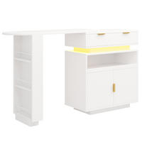 KÜCHENINSEL 115-183x40x99.5cm mit LED Beleuchtung und Stauraum, MDF, weiß - Weiß, Holzwerkstoff (40/99.5/183cm) - Luhomfu