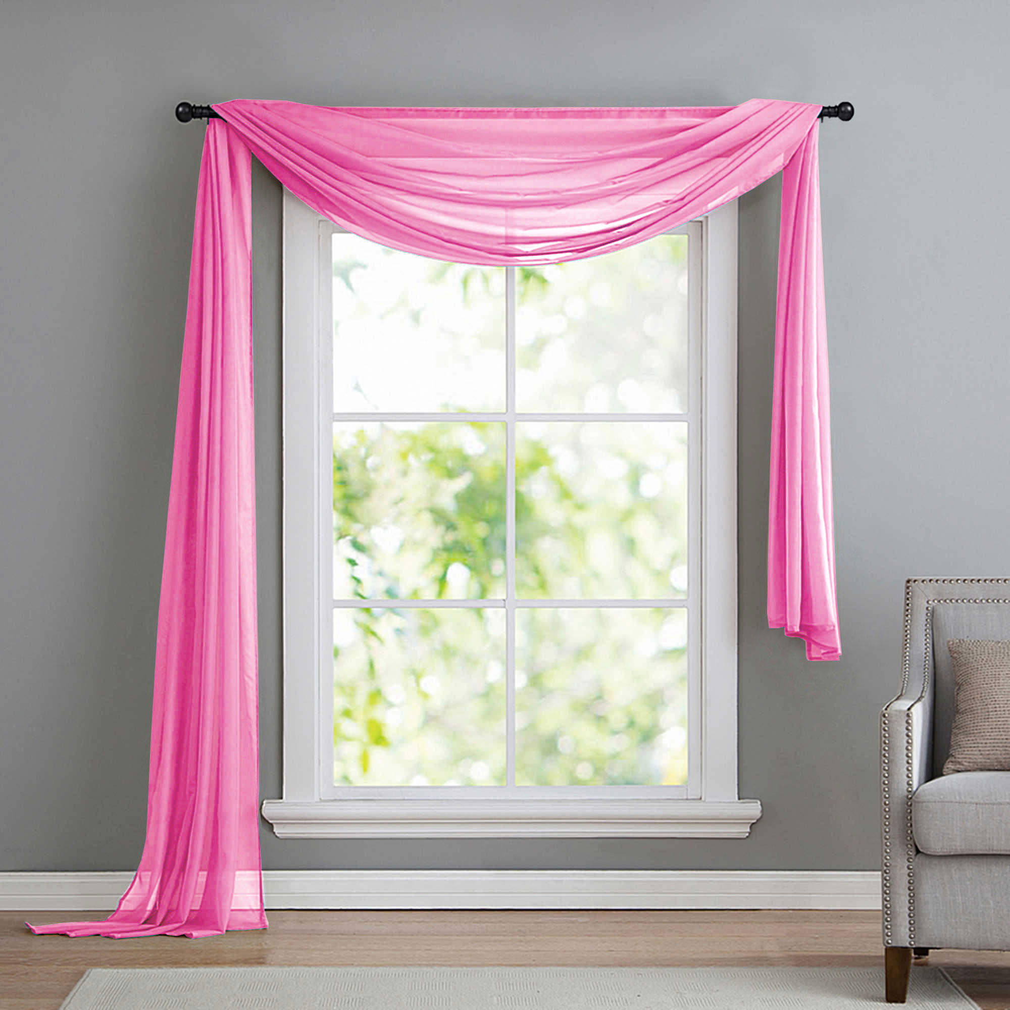 QUERBEHANG 1ER SET HxB 140x600 Rosa - Rosa, Textil (140/600cm) - Gardinenbox