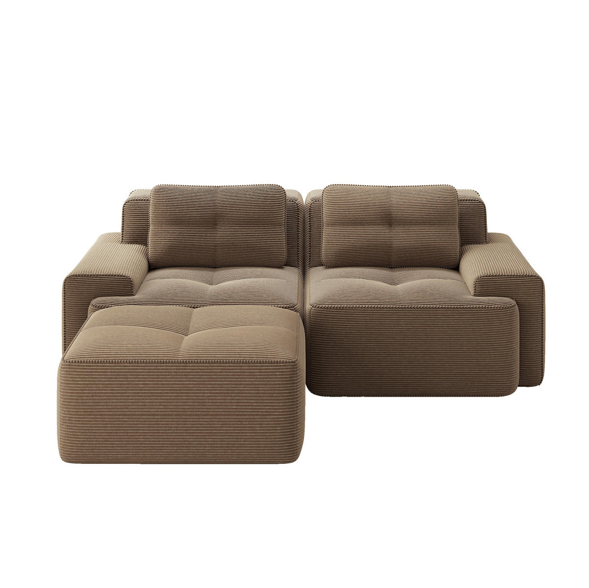 SOFA modular boneless mit 74 cm Tiefsitz Corduroy Brown - Braun, Kunststoff (177/204.1cm) - Meubliv