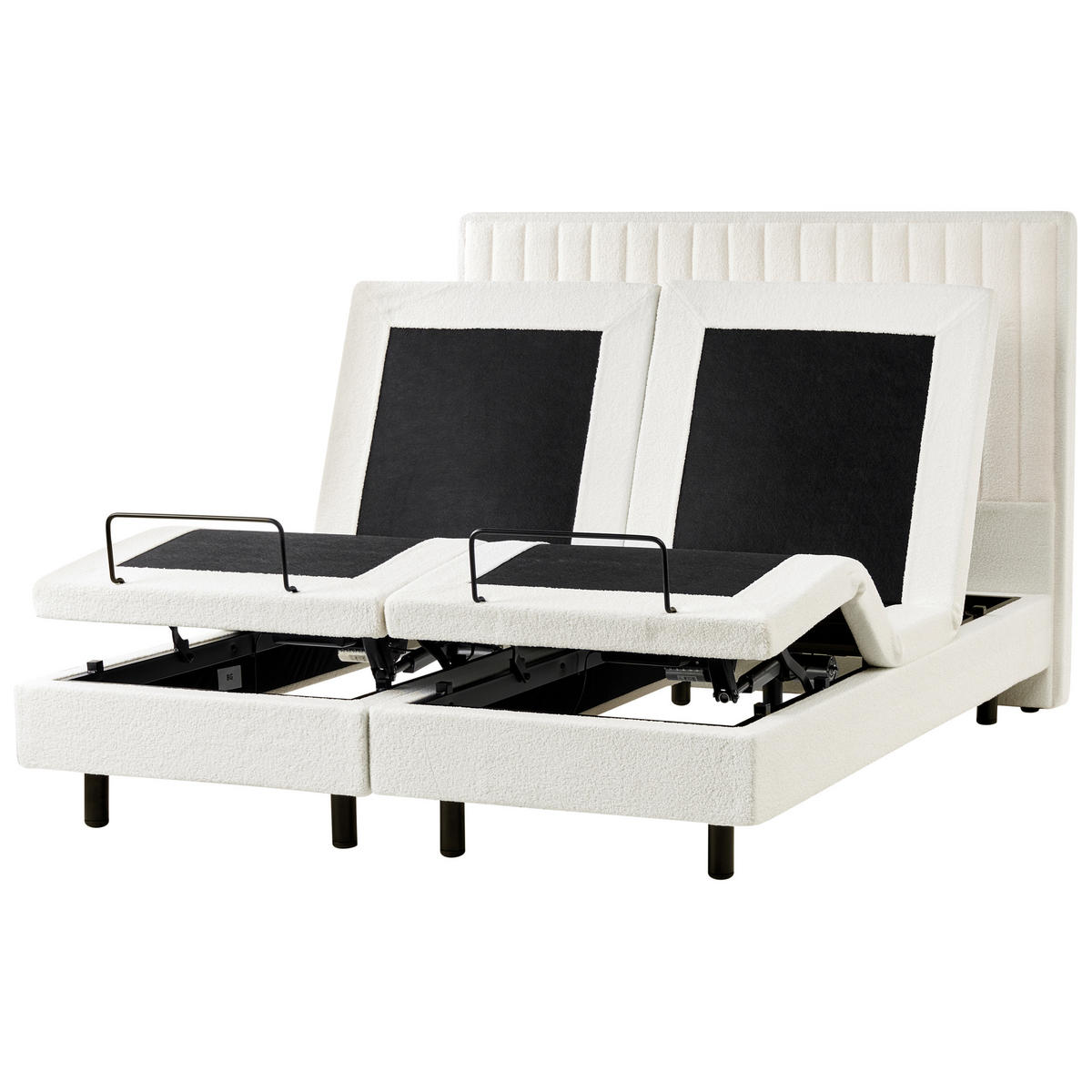 BETT 160/200 cm Cremeweiß Duke II - Schwarz/Weiß, Textil (160/200cm) - Beliani