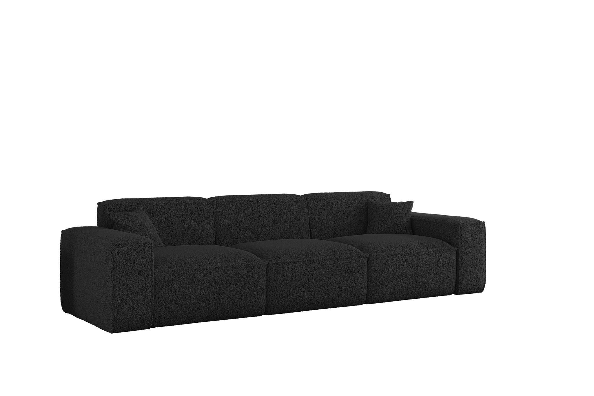 SOFA 3-sitzer Celes Premium In Sven - Schwarz, Holzwerkstoff/Textil (218/73/90cm) - Fun Möbel