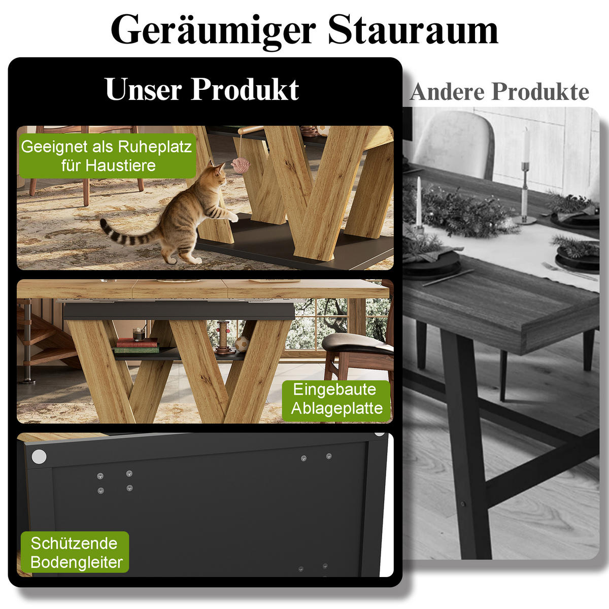 ESSTISCH Teleskop 119-158Cm W Beine Holzfarbe - Multicolor, Holzwerkstoff (80/119/75cm) - FLIEKS