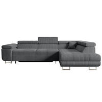 ECKSOFA mit Schlaffunktion und Bettkasten GUSA-L 272x202x107 cm Grau Cord - Dunkelgrau/Silberfarben, Holzwerkstoff/Textil (272/202cm) - ALTDECOR
