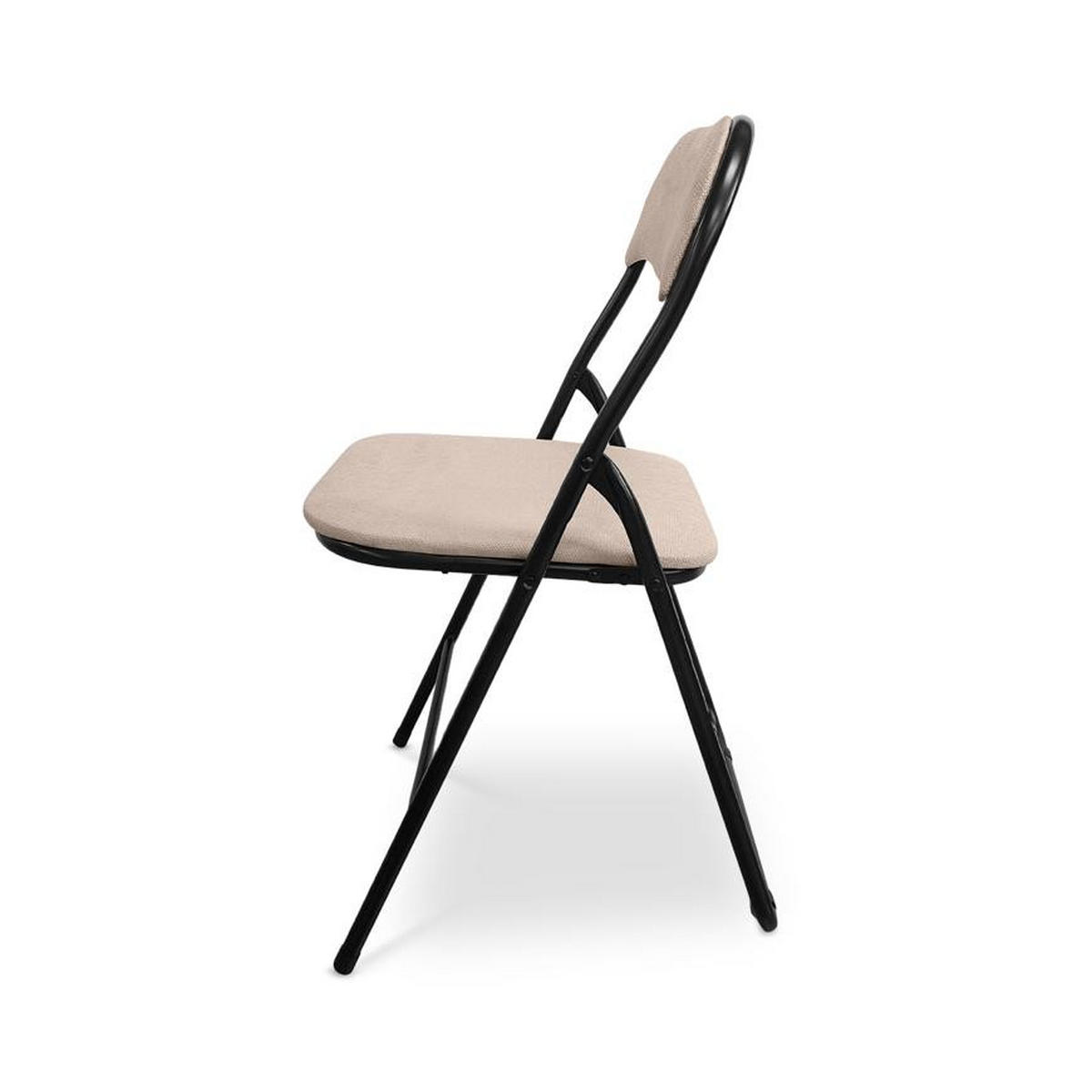 KLAPPSTÜHLE 6er-Set gepolstert, beiger Stoff und schwarze Metallbeine - Greta - Beige/Schwarz, Textil/Metall (44/78/46cm) - Sicaan