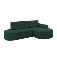 ECKSOFA mit Schlaffunktion und Bettkasten Ottomane Rechts MARI-L1-S - 283x167x73 cm Grün Velours - Waldgrün/Schwarz, Holzwerkstoff/Kunststoff (167/283cm) - ALTDECOR