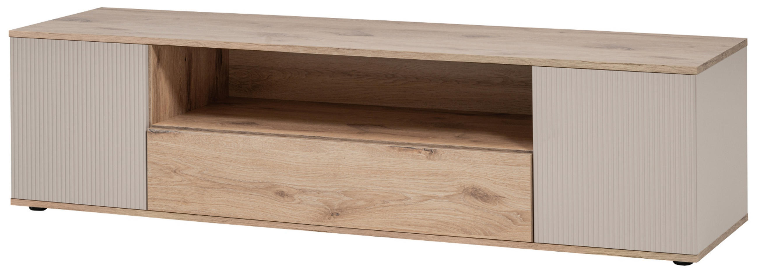 TV-LOWBOARD Viking Eiche, Kaschmir 160 cm, TV Unterschrank mit Push-to-Open - Kaschmir/Eichefarben, Holzwerkstoff/Kunststoff (160/45/42cm) - Inn.Furn