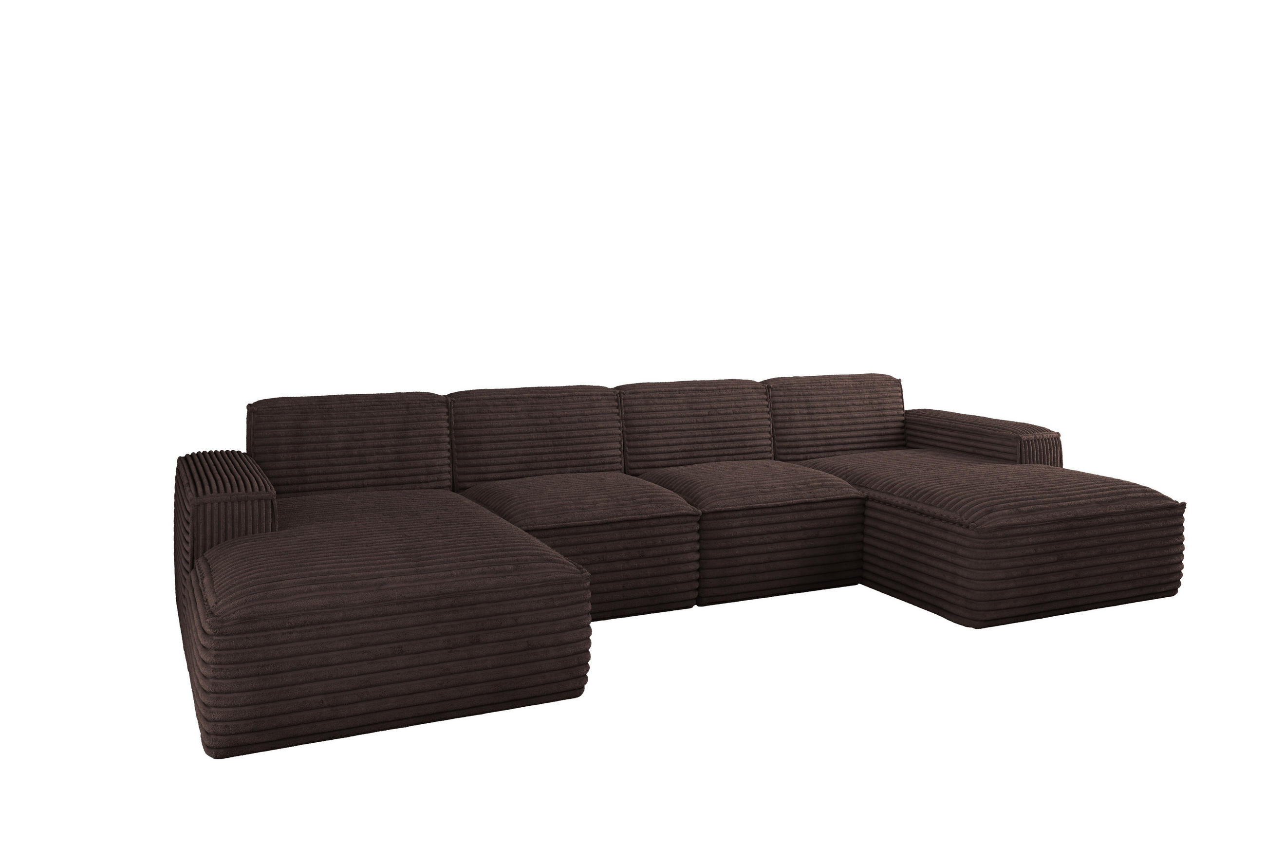 ECKSOFA Siena U ein Stil, der zum Entspannen einlädt, Stoff Velo Braun - Braun, Holz/Textil (344/73cm) - Kaiser Möbel