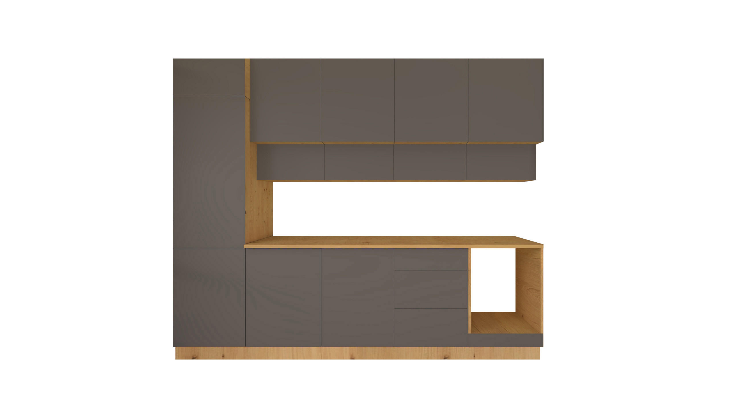 KÜCHENZEILE 300 cm - Nexa KÜ-LN-006 - in Grau / Matt - Grau, Holz (300/212/58cm) - ROYAL24_MARKT