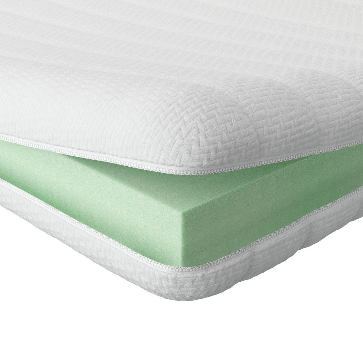 BASIC TOPPER weich 160/200 cm - 6cm Höhe & Toledo Bezug - Weiß, Textil (160/200cm) - AM Qualitätsmatratzen