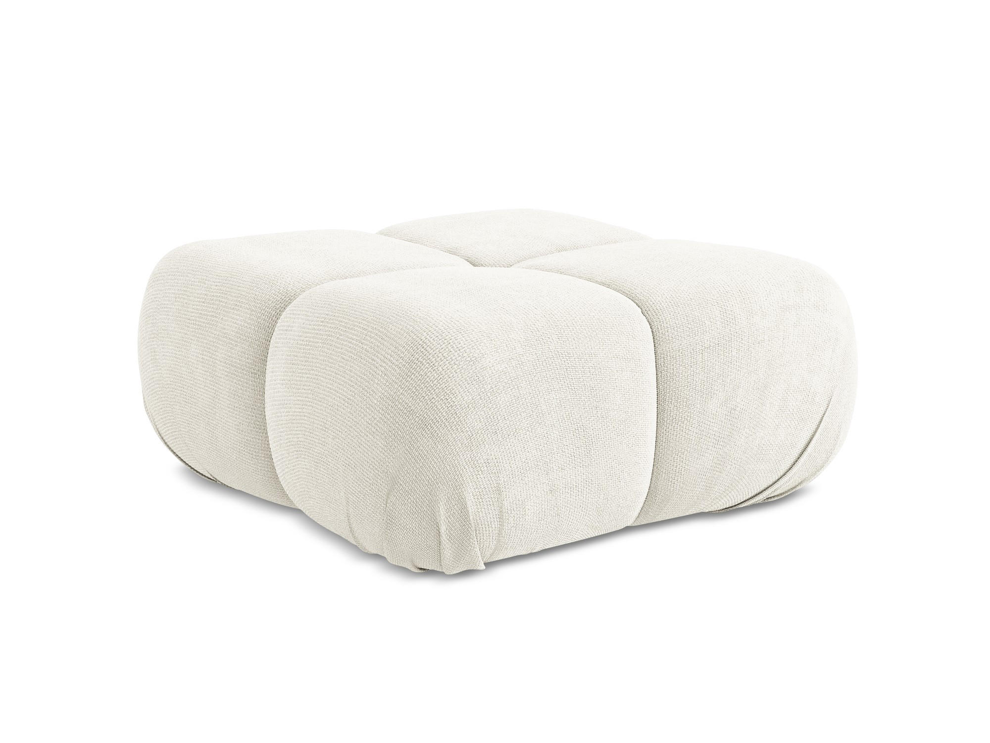 POUF Chenille Stoff Weiß - Pink/Schwarz, Kunststoff/Textil (95/41/95cm) - Makamii