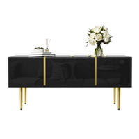 COUCHTISCH 100/60/41.5 cm schwarz aus MDF mit Hochglanz und 2 Schubladen - Schwarz, Holzwerkstoff (100/60/41.5cm) - OKMYHOME