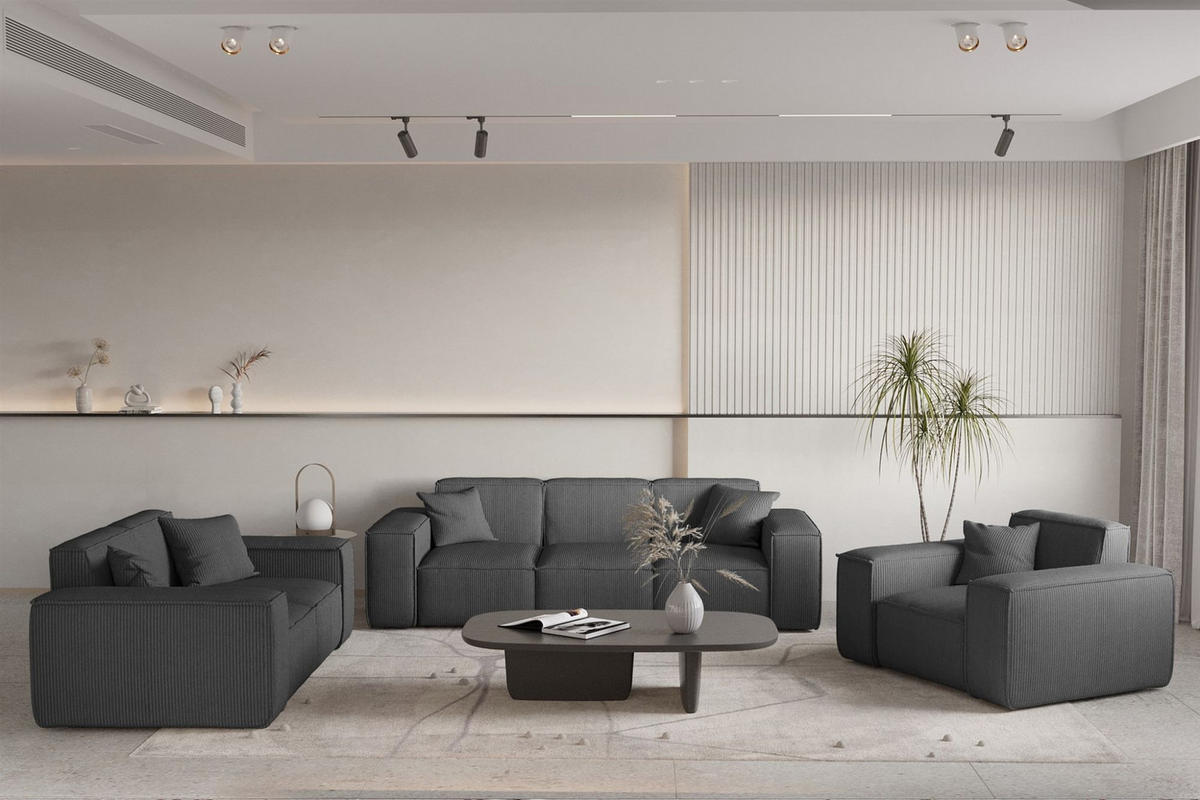 SOFA Celes Premium 2-sitzer Stoff Scala - Anthrazit, Holzwerkstoff/Textil (186/73/88cm) - Fun Möbel