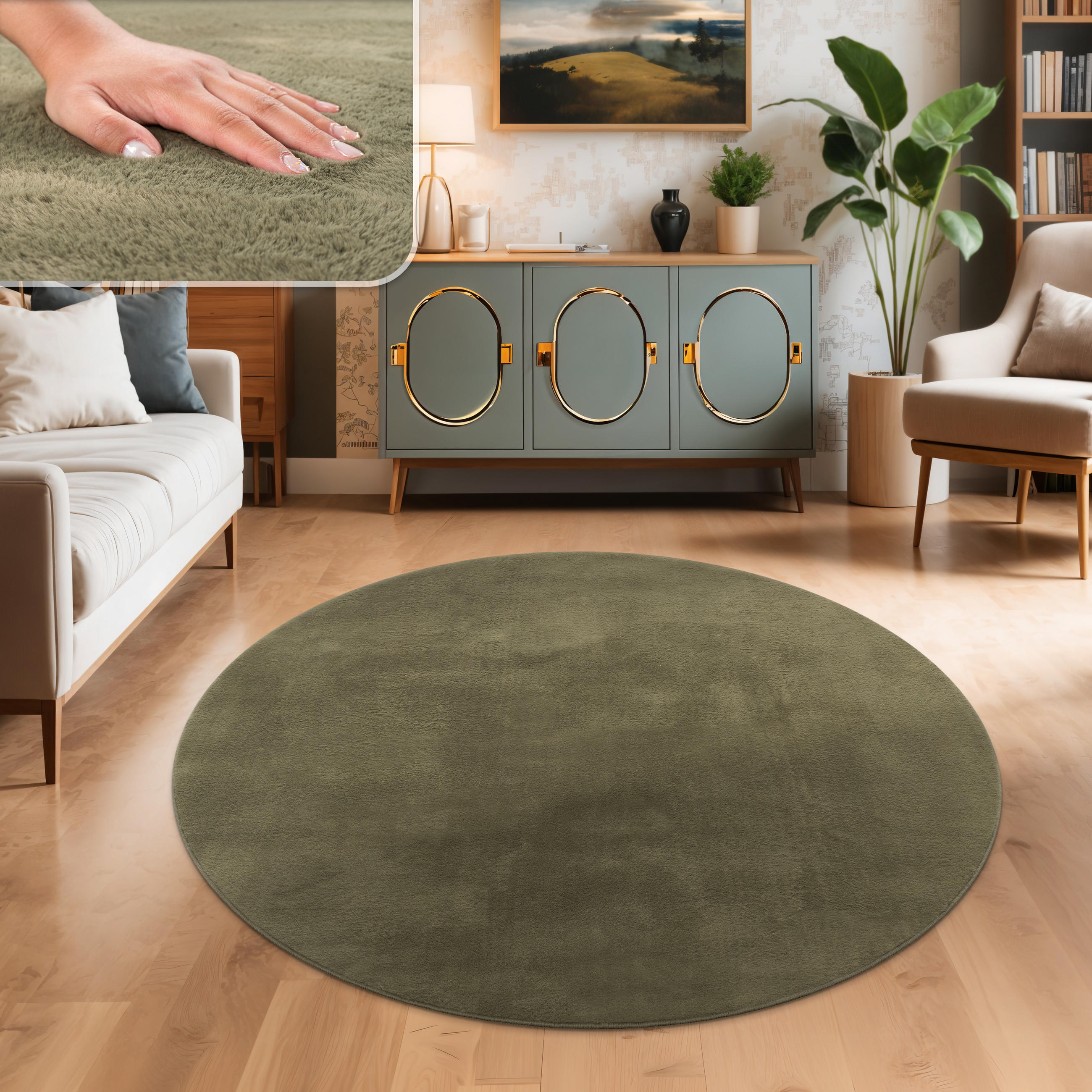 HOCHFLORTEPPICH 80/80 cm Soft 380 - Grün, Textil (80/80cm) - Paco Home